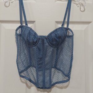 Urban Outfitters Periwinkle Blue Mesh Corset Bustier Top Small NWT Out from Unde